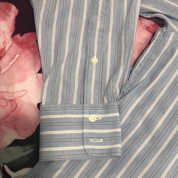 Burberry Blue and White Stripe Button Down Mens Size 16.5 -35 - Picture 6 of 16